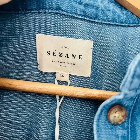 New Sezane Sol Denim Dress Size Us 4​ - Picture 4 of 8